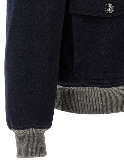 Blue Cashmere Bomber
