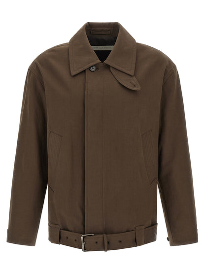 Brown Cotton Full-Length Jacket