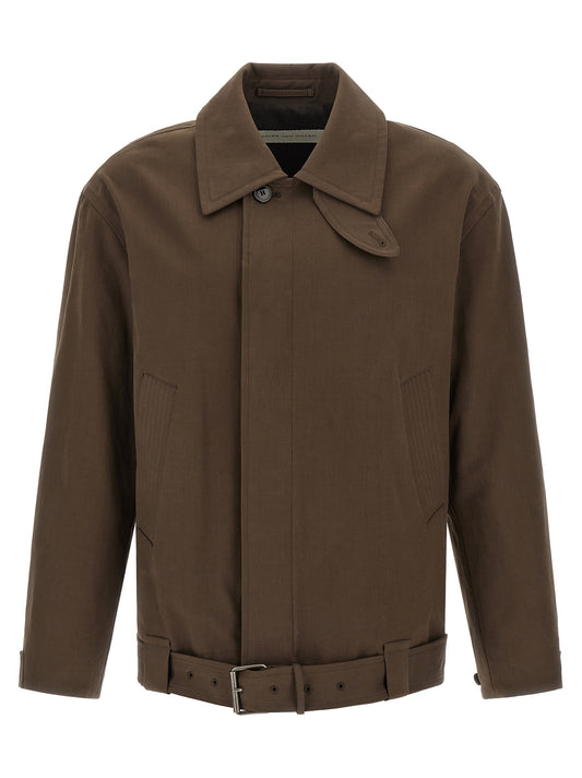 Brown Cotton Full-Length Jacket