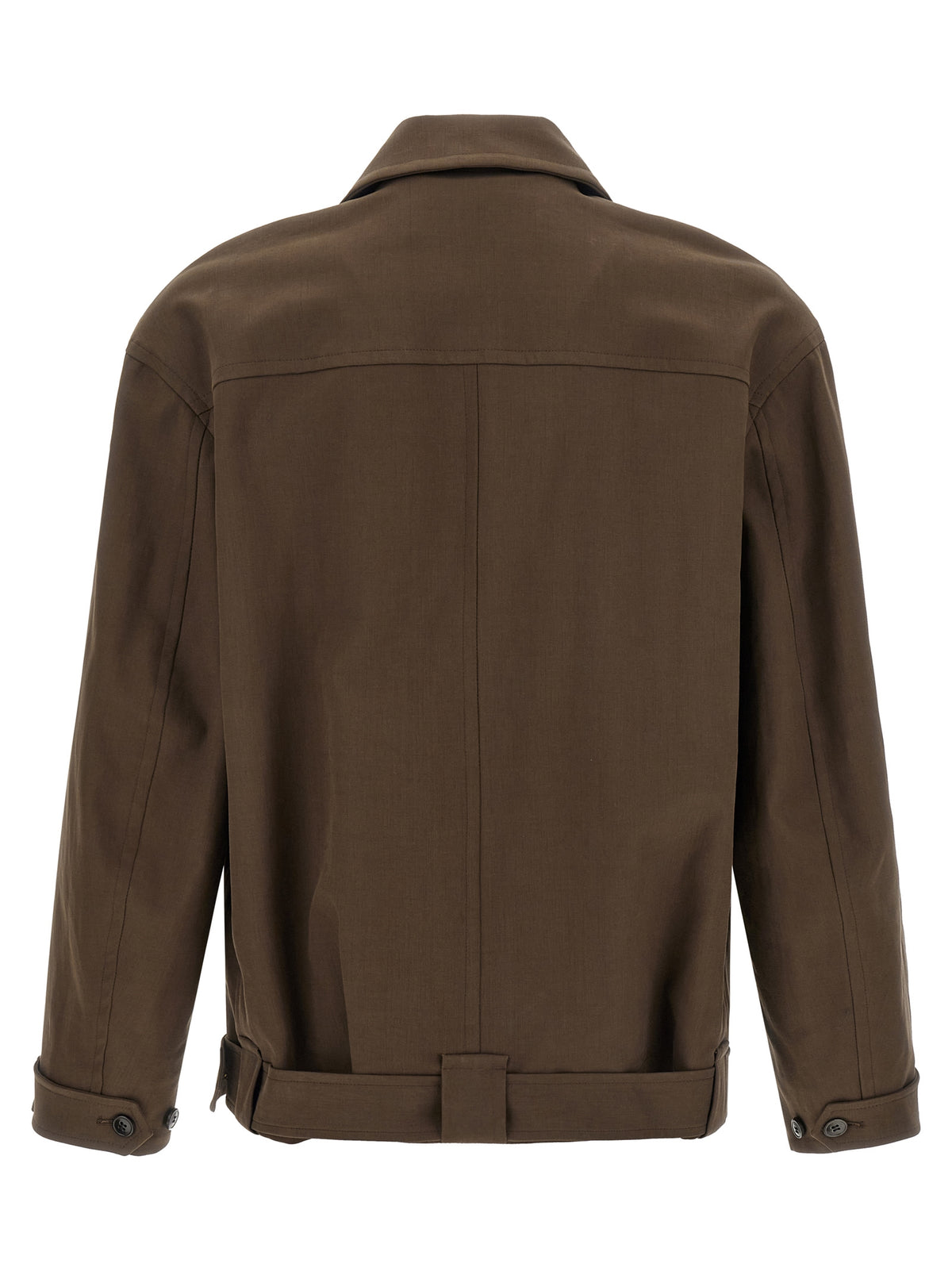 Brown Cotton Full-Length Jacket
