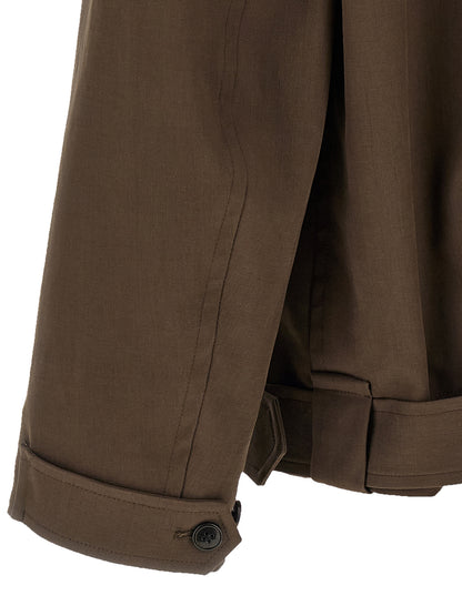 Brown Cotton Full-Length Jacket