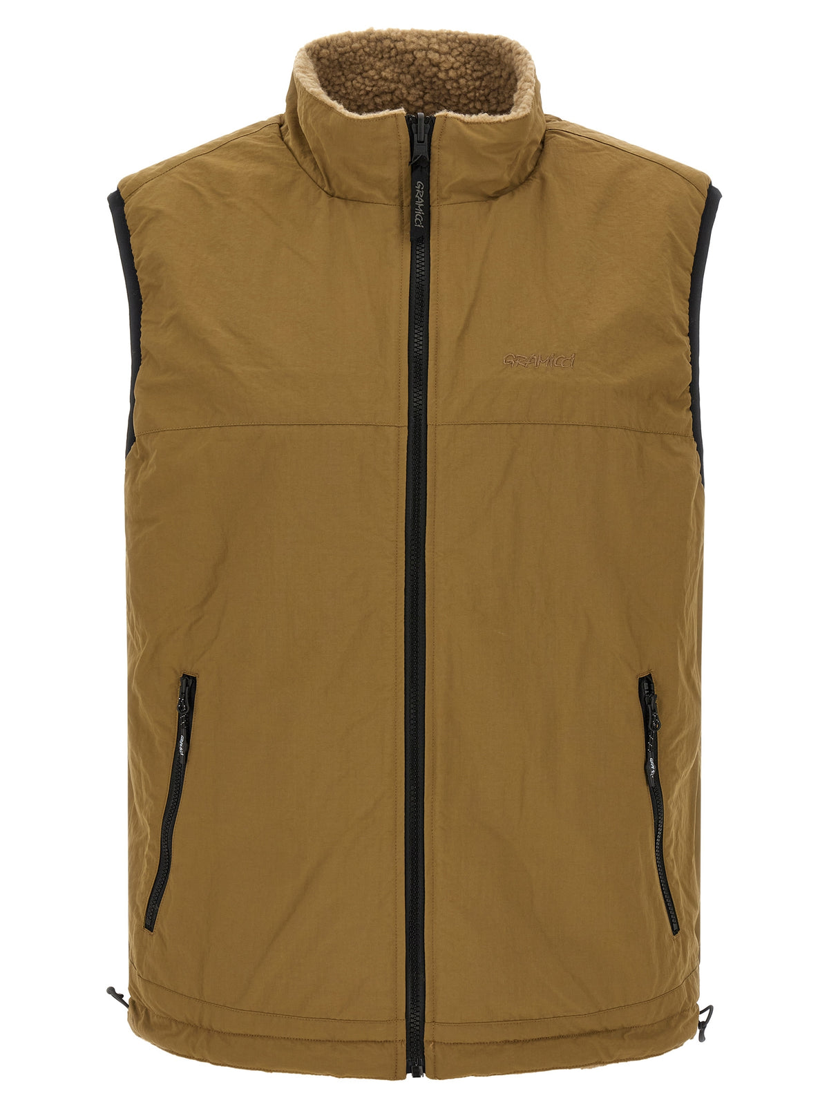 Beige Polyester Sleeveless Jacket