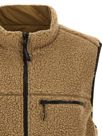 Beige Polyester Sleeveless Jacket