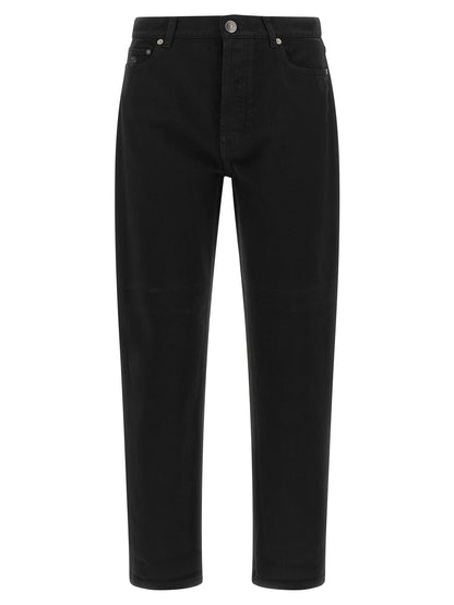 Black Cotton Straight-Leg Jeans