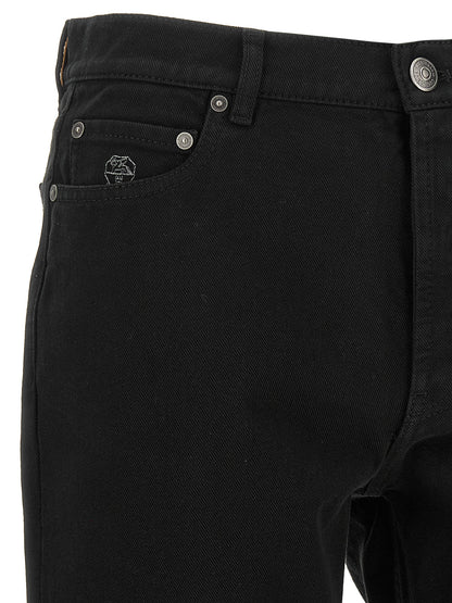 Black Cotton Straight-Leg Jeans