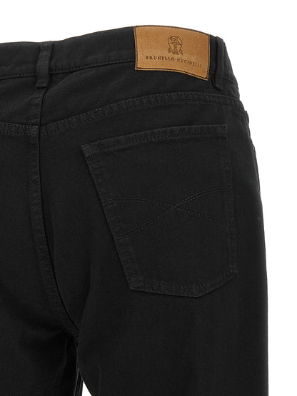 Black Cotton Straight-Leg Jeans