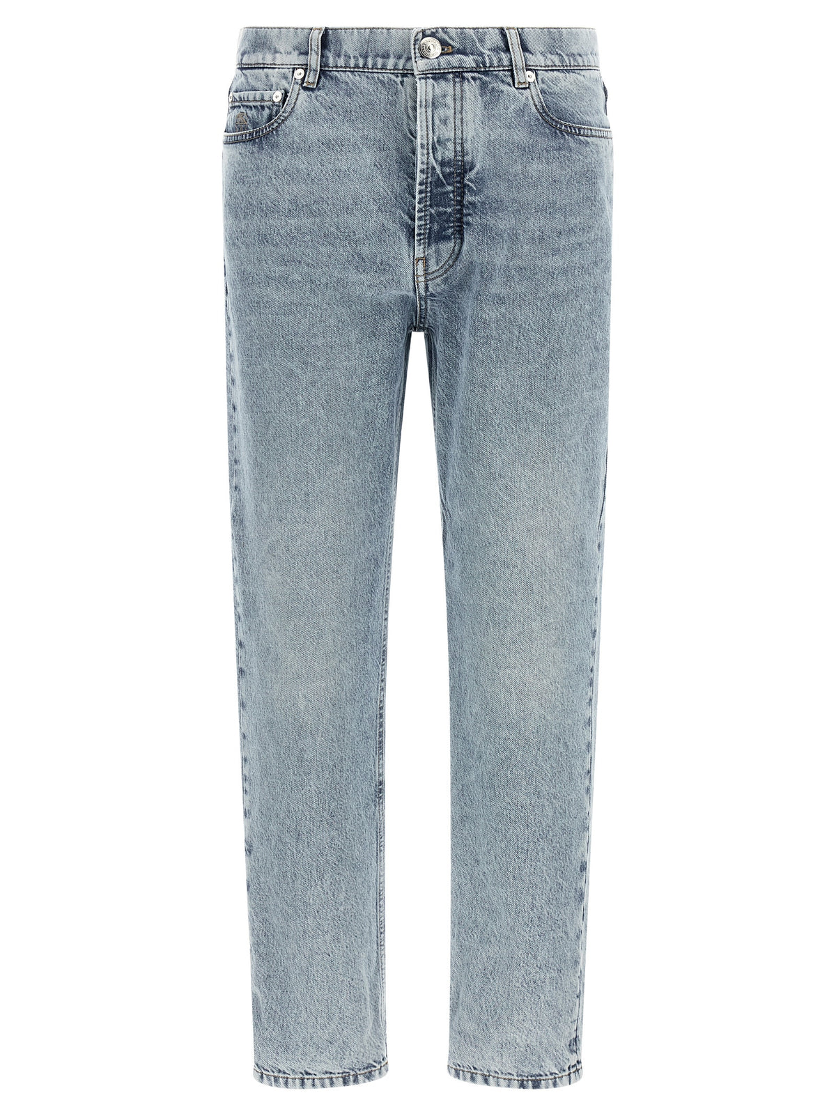 Blue Cotton High-Waisted Jean