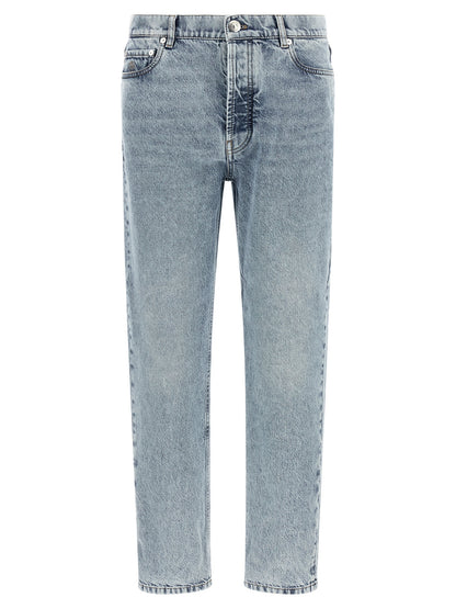 Blue Cotton High-Waisted Jean