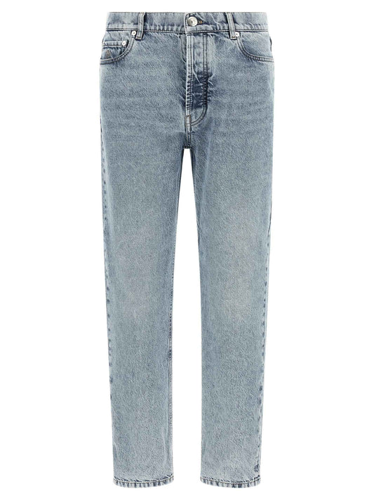 Blue Cotton High-Waisted Jean