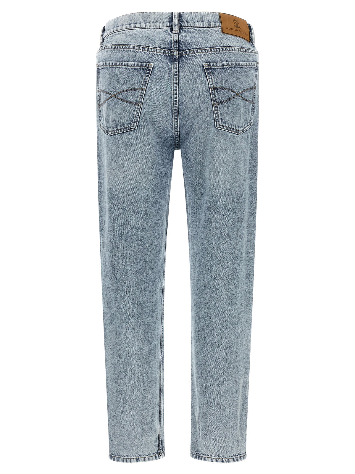 Blue Cotton High-Waisted Jean