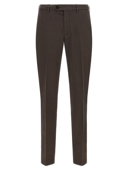 Brown Cotton Casual Pants