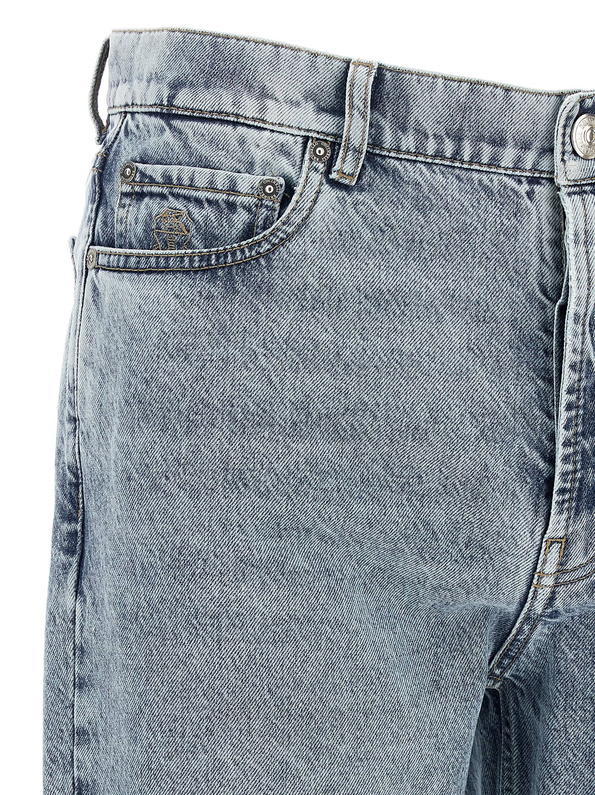 Blue Cotton High-Waisted Jean