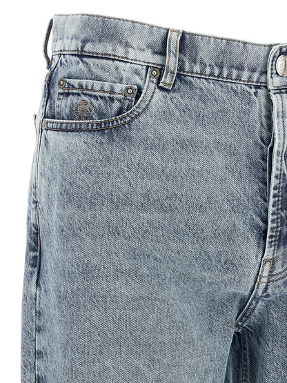 Blue Cotton High-Waisted Jean