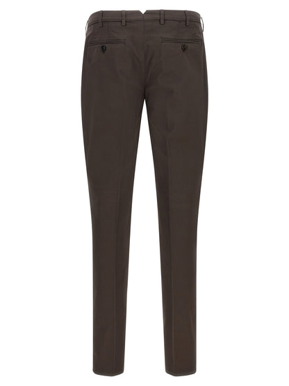 Brown Cotton Casual Pants