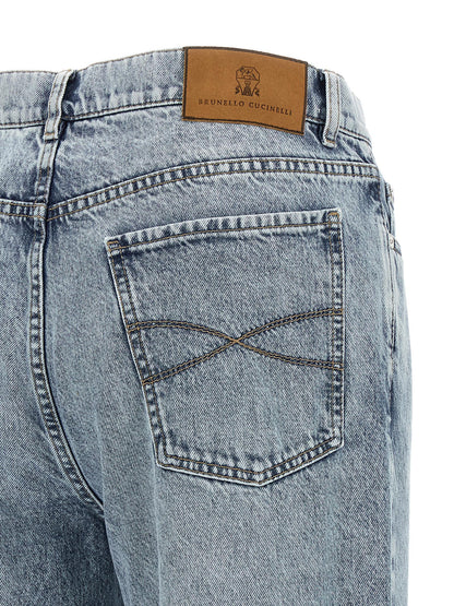 Blue Cotton High-Waisted Jean