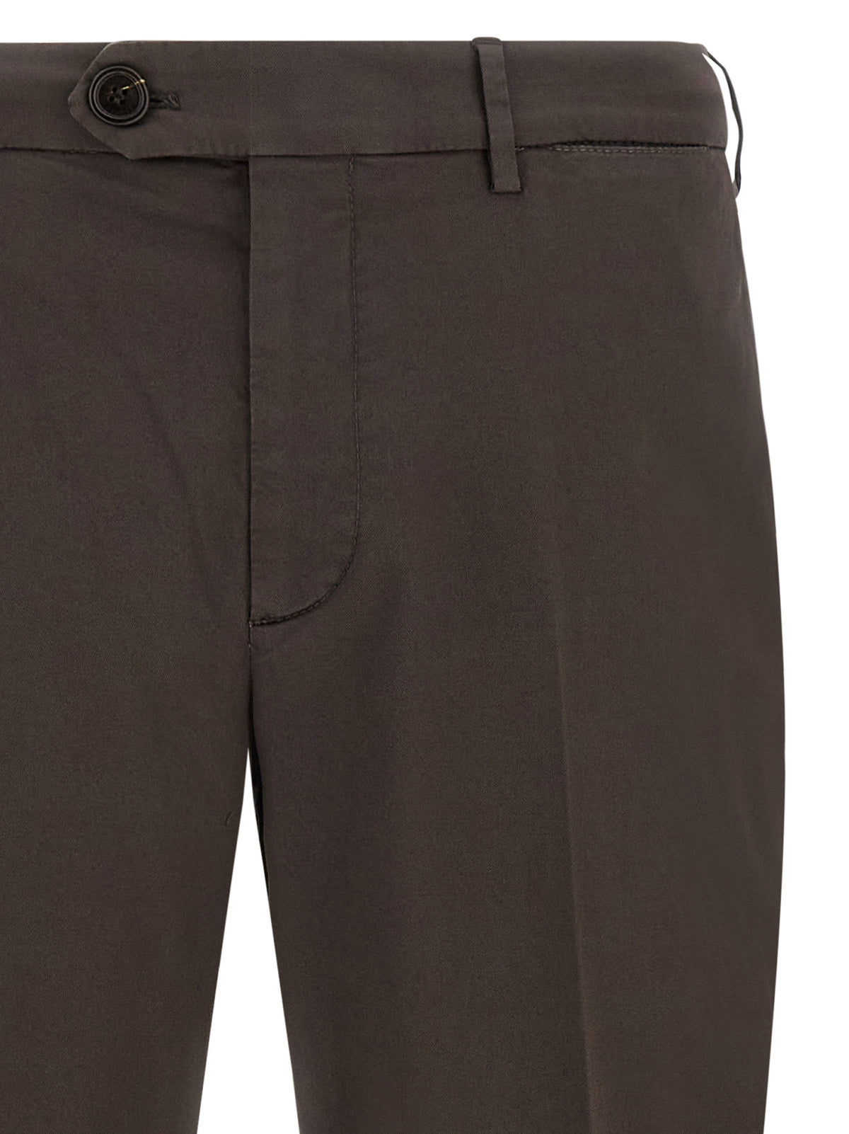 Brown Cotton Casual Pants