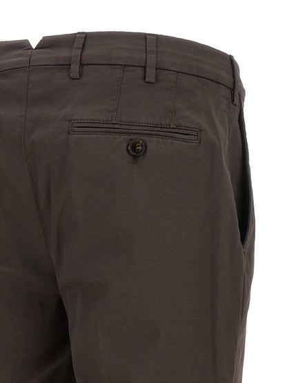Brown Cotton Casual Pants