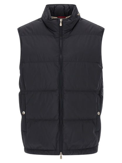 Blue Polyester Sleeveless Jacket