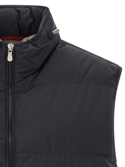 Blue Polyester Sleeveless Jacket