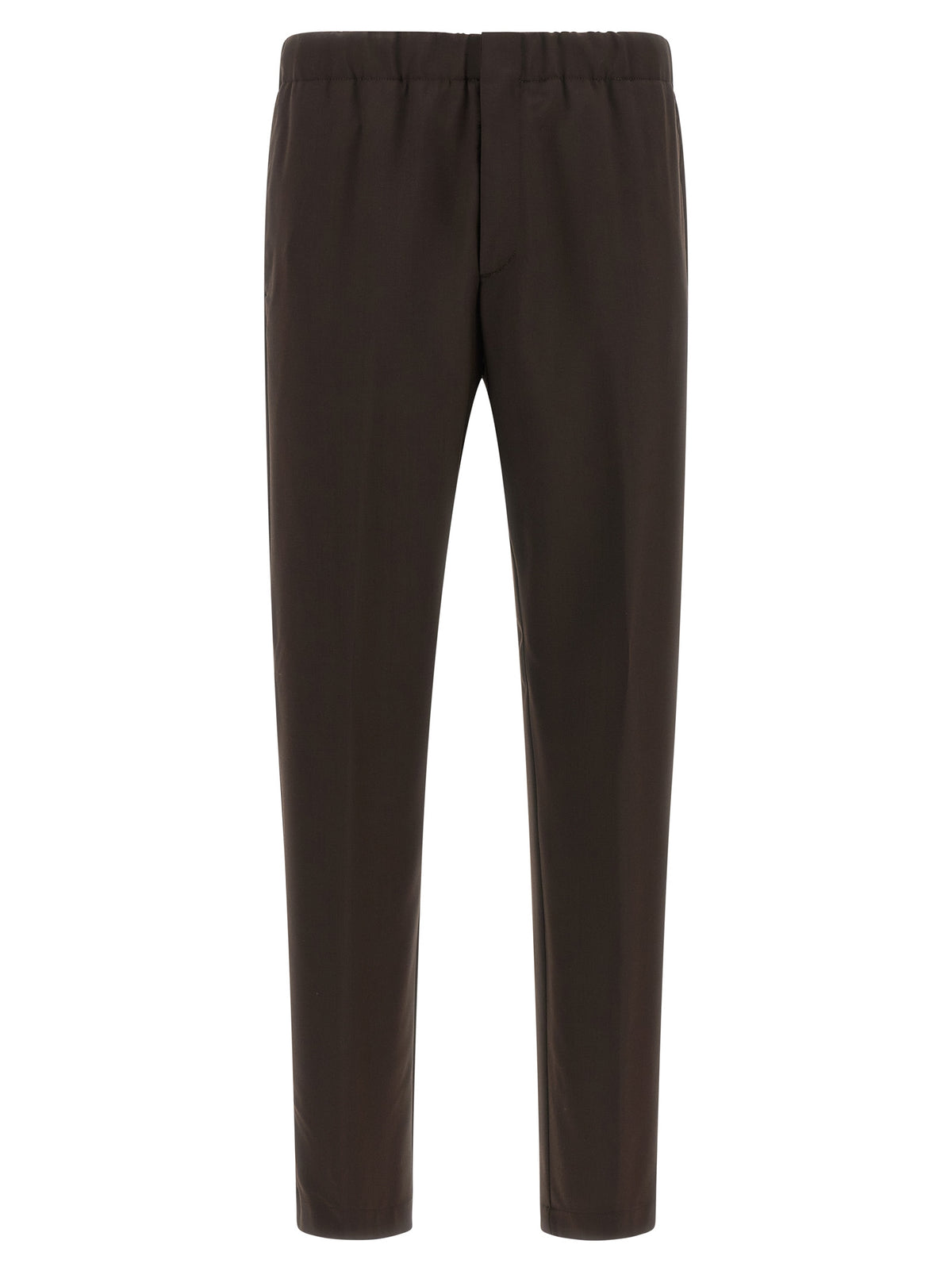 Brown Virgin Wool Casual Pants