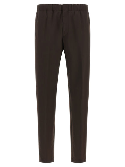 Brown Virgin Wool Casual Pants