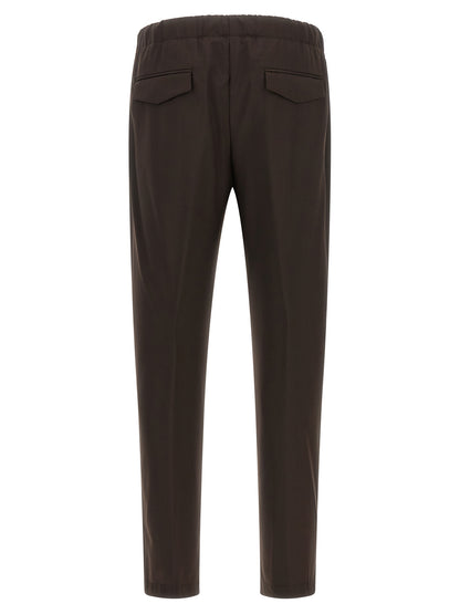Brown Virgin Wool Casual Pants