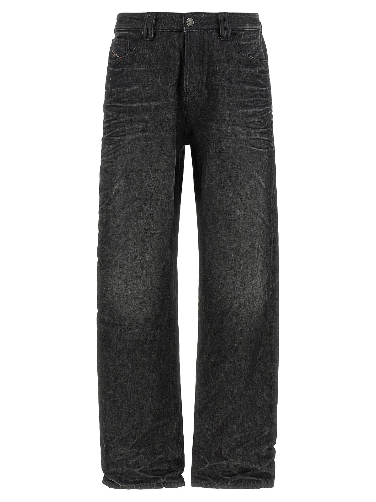 Gray Cotton Straight-Leg Jeans