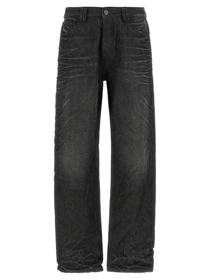 Gray Cotton Straight-Leg Jeans