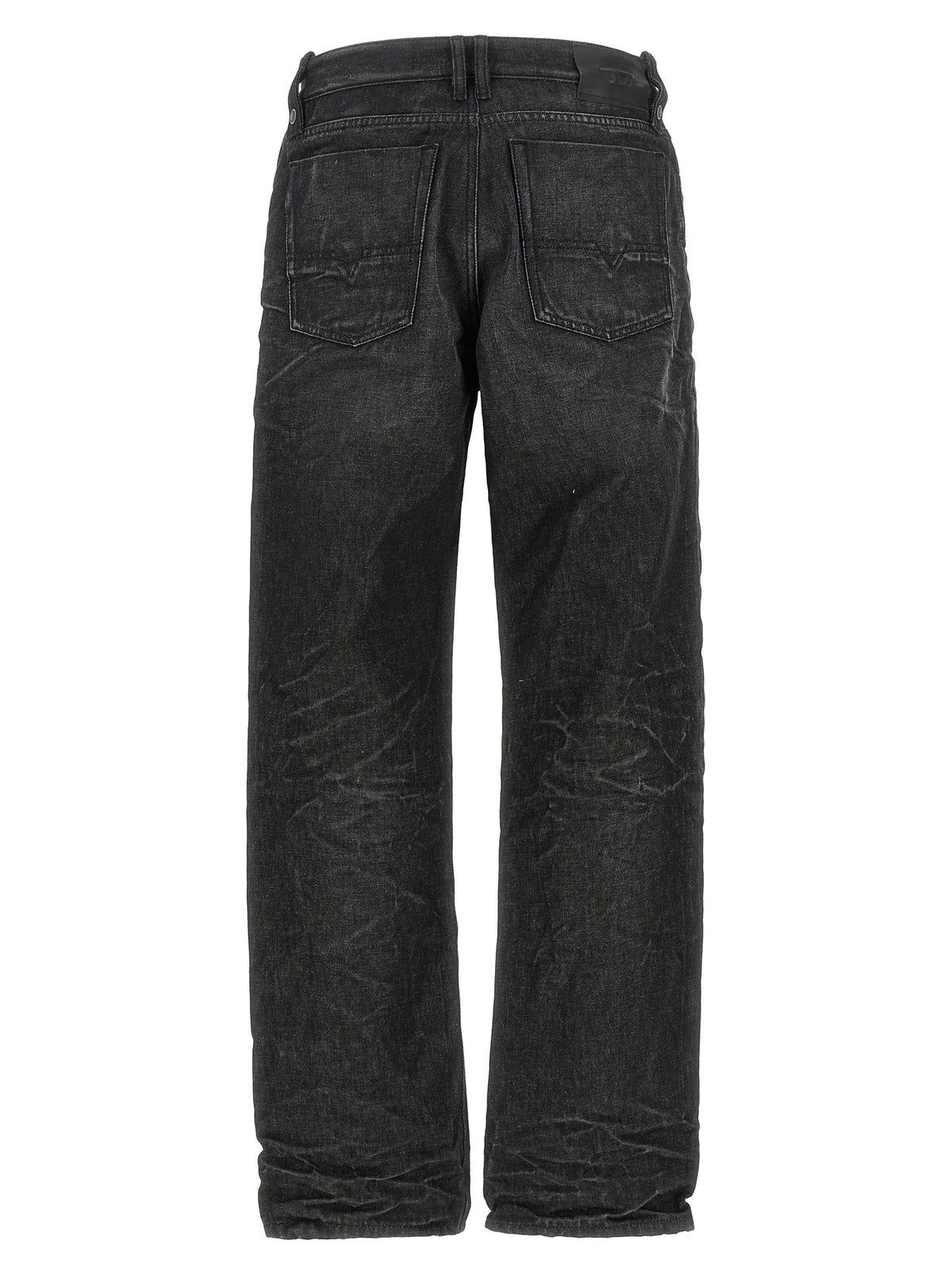 Gray Cotton Straight-Leg Jeans