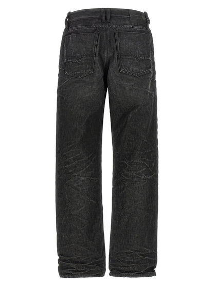 Gray Cotton Straight-Leg Jeans
