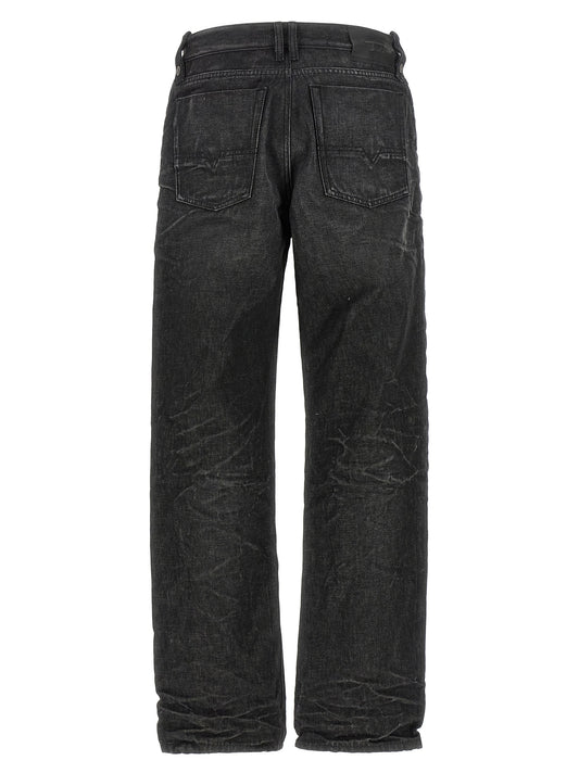 Gray Cotton Straight-Leg Jeans