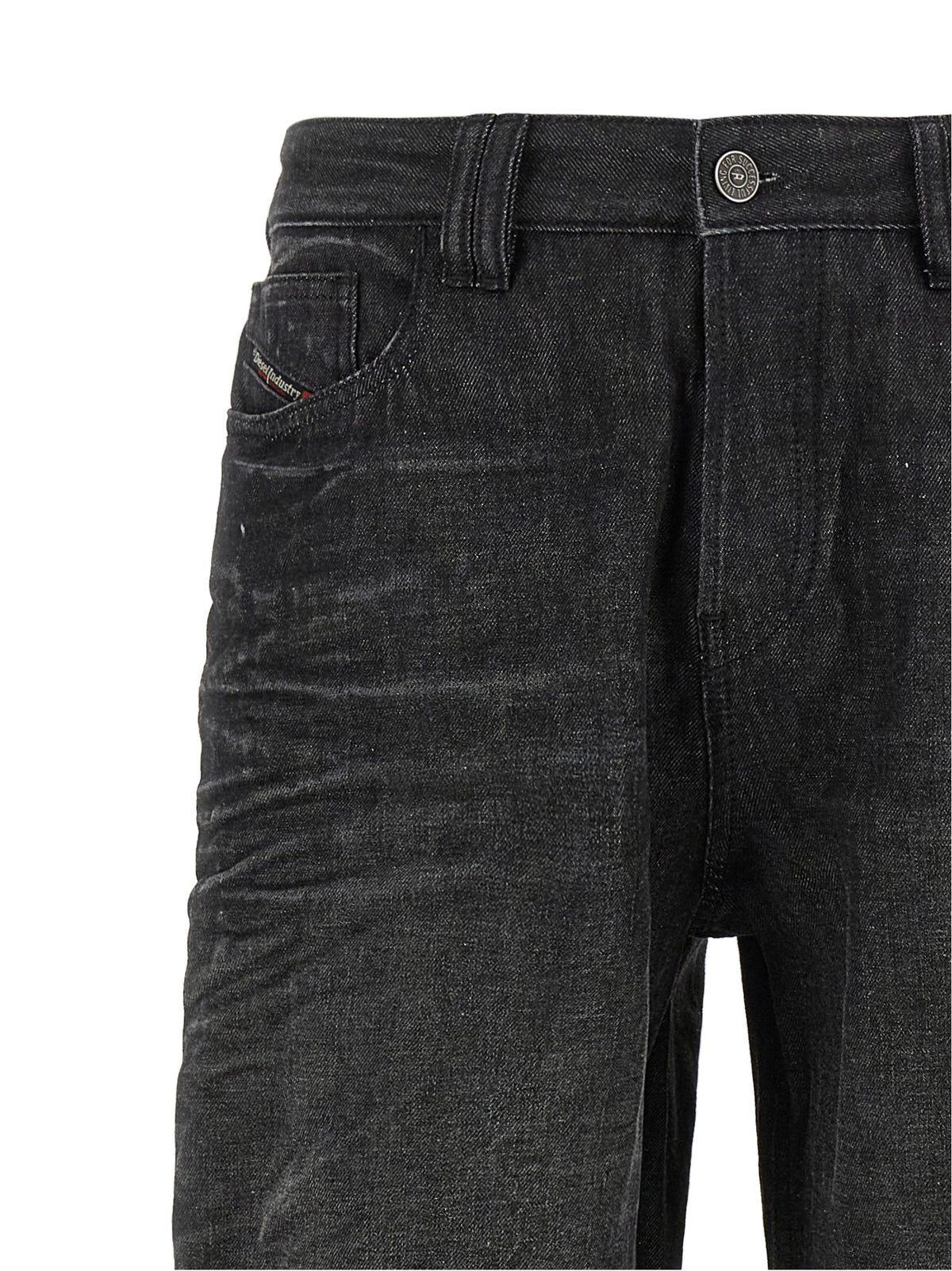 Gray Cotton Straight-Leg Jeans