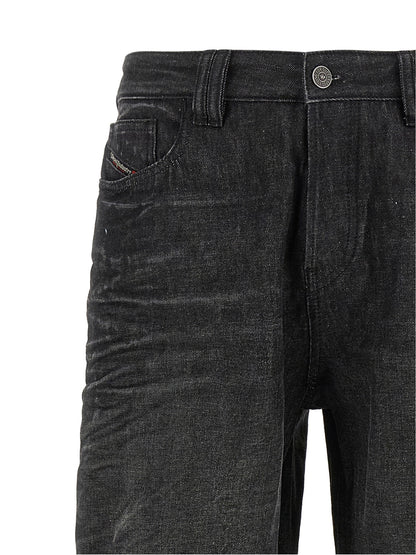 Gray Cotton Straight-Leg Jeans