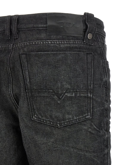 Gray Cotton Straight-Leg Jeans