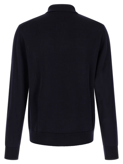 Blue Virgin Wool Polo Shirt