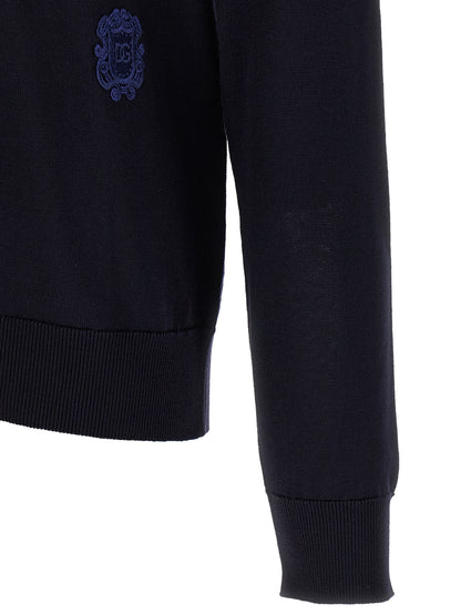 Blue Virgin Wool Polo Shirt
