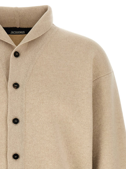 Beige Merino Wool Cardigan