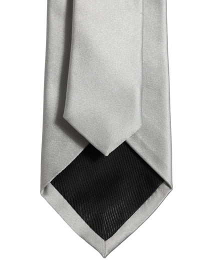 Gray Satin 100% Silk Adjustable Tied Men Necktie Tie