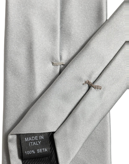 Gray Satin 100% Silk Adjustable Tied Men Necktie Tie