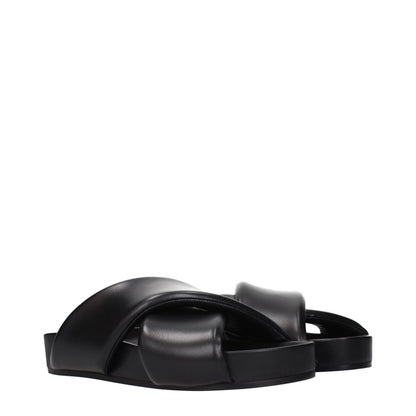 Black Leather Slippers