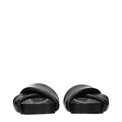 Black Leather Slippers