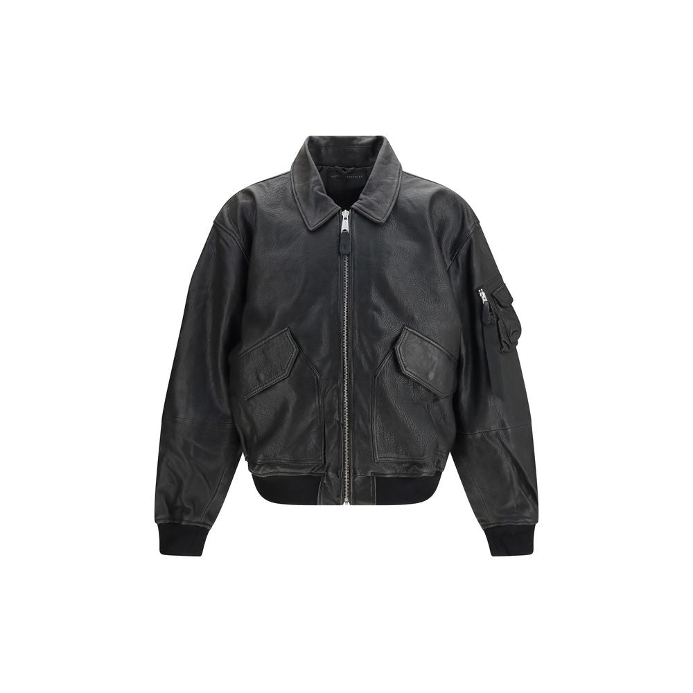 Black Lambskin Bomber
