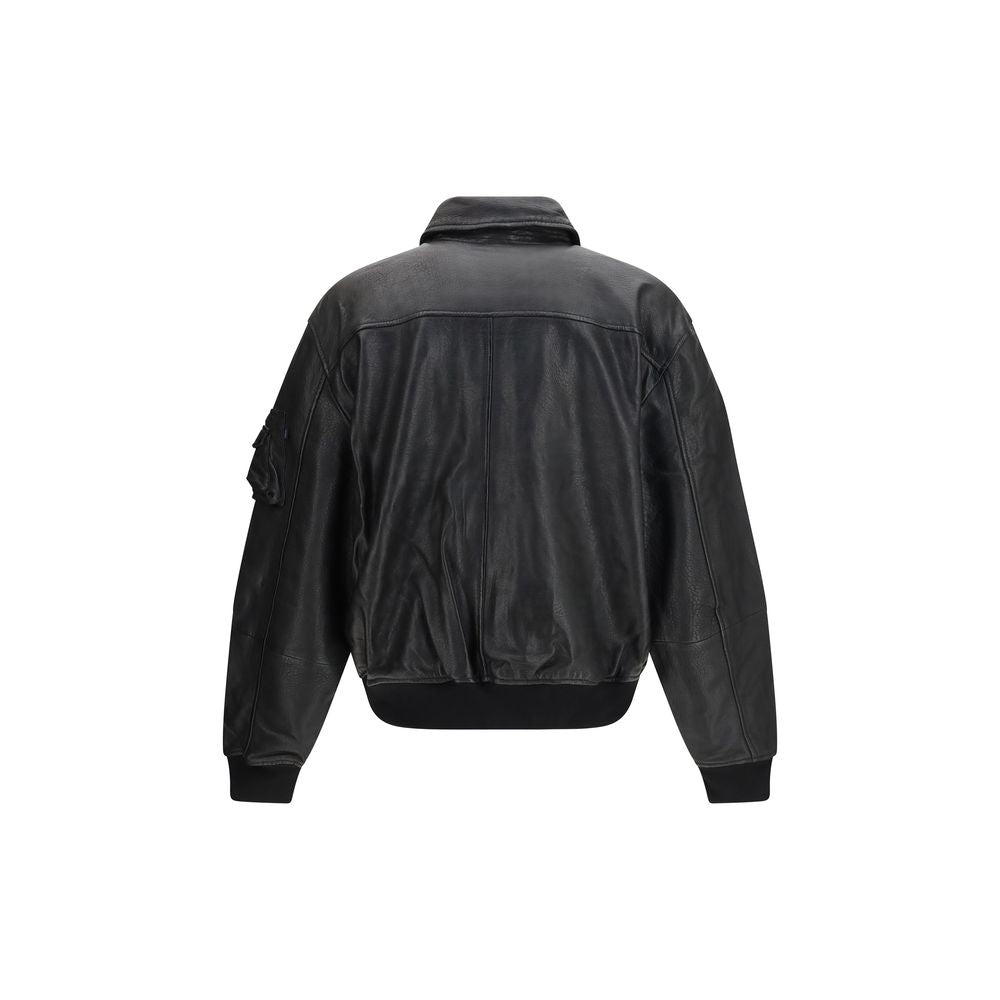 Black Lambskin Bomber