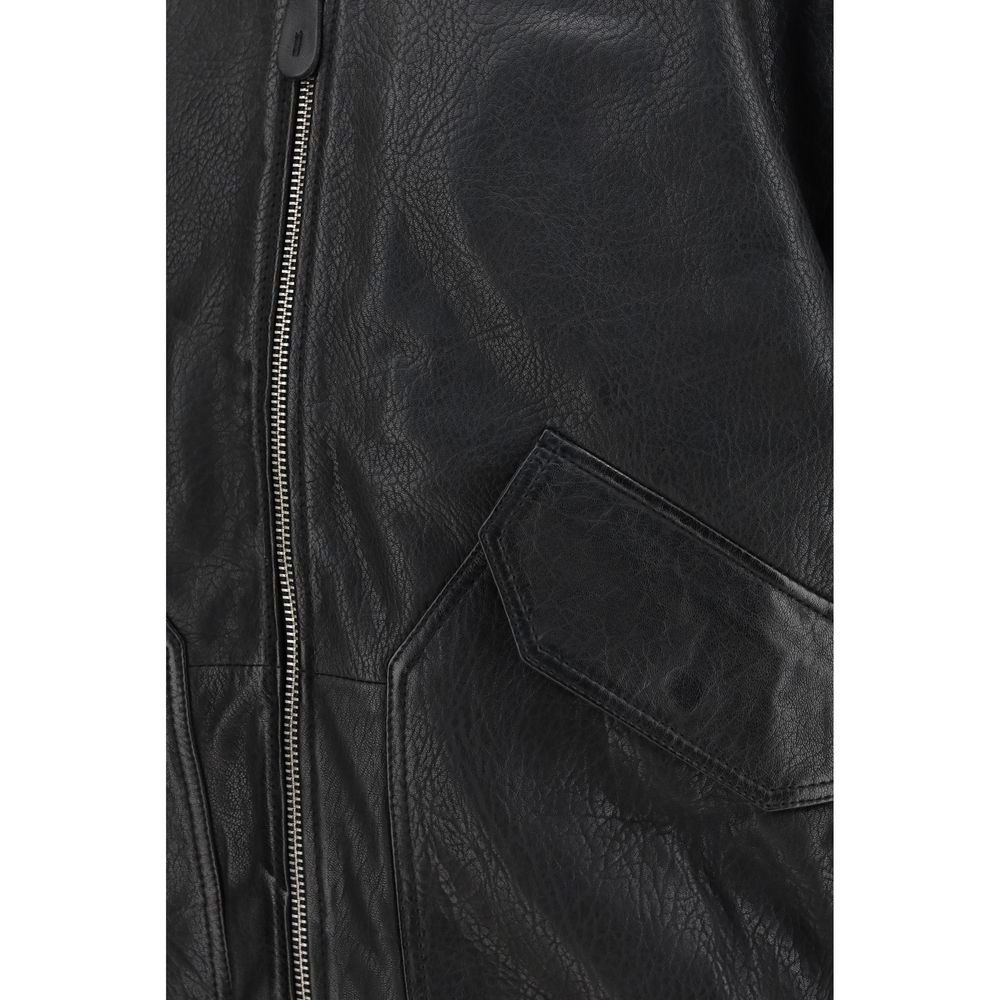 Black Lambskin Bomber