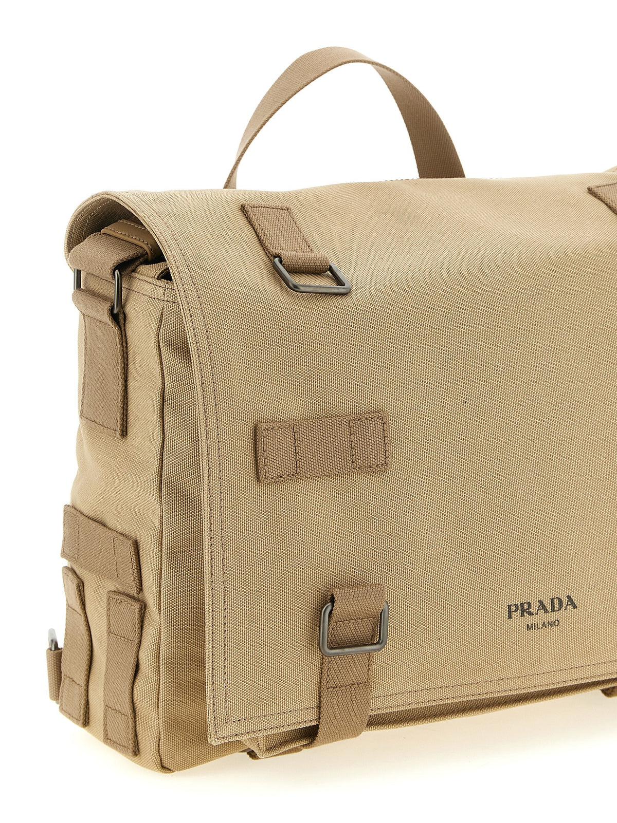 Beige Cotton Crossbody Bag