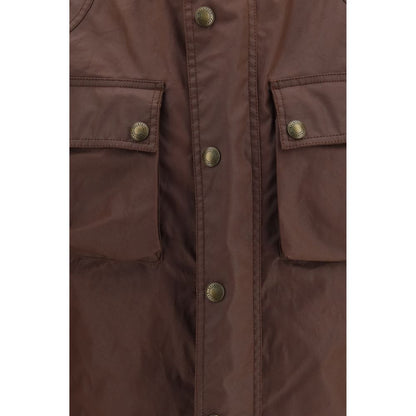 Brown Cotton Full-Length Jacket