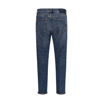 Blue Cotton Straight-Leg Jeans