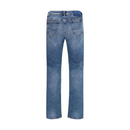 Blue Cotton Tapered Jeans