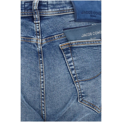 Blue Cotton Tapered Jeans