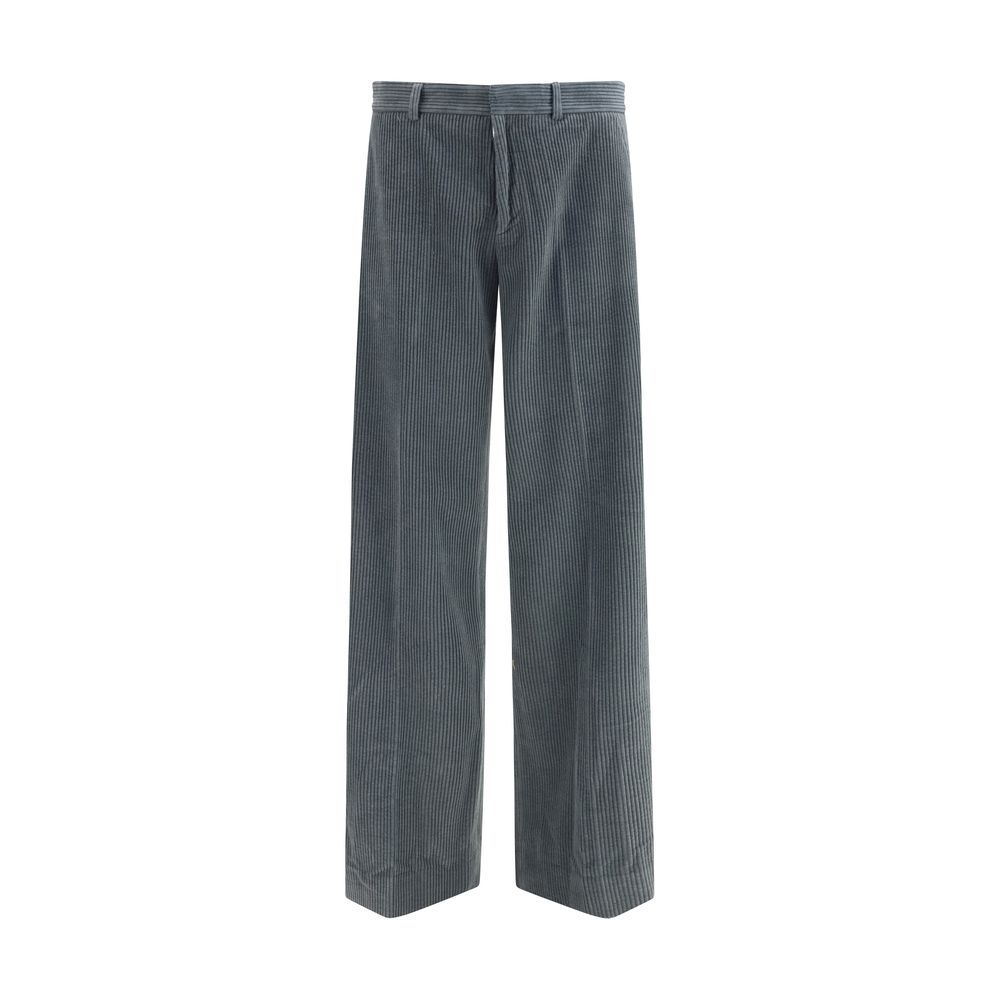 Gray Cotton Casual Pants